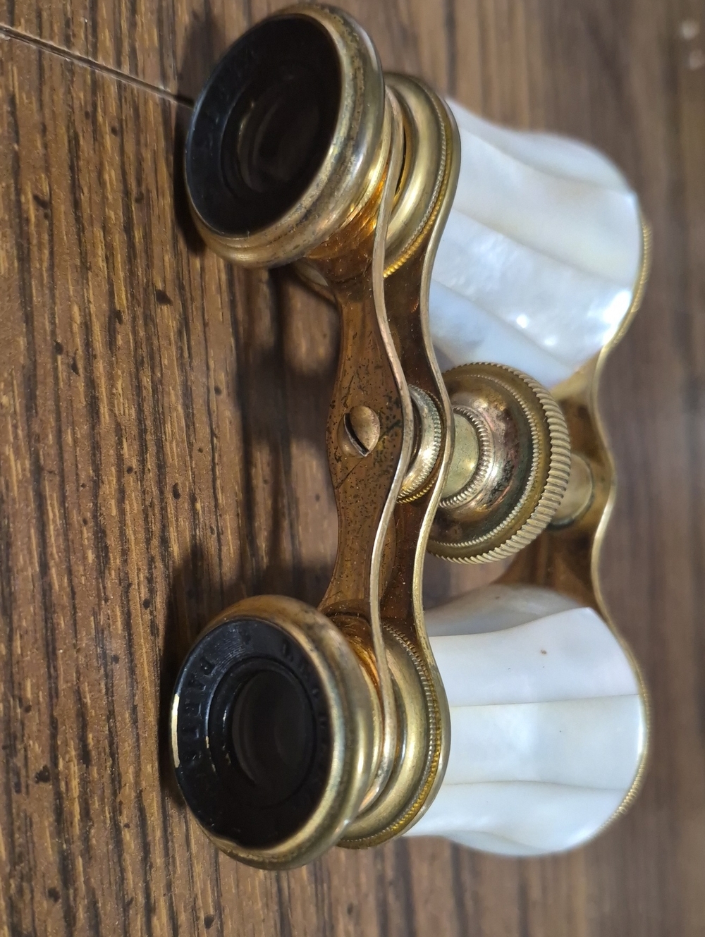 Lemaire White and Gold Opera Glasses with Mother-of-Pearl Barrels